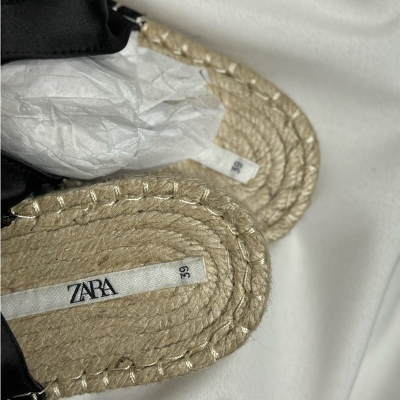 NWT Zara Woman Satin Effect TOPSTITCHED BOW ESPADRILLES Sandals Shoes Size 8 - Picture 11 of 12